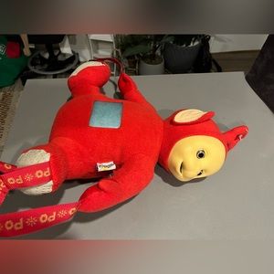 Vintage 90s Teletubbies Red Po Plush Backpack Teletubby Rubber Face